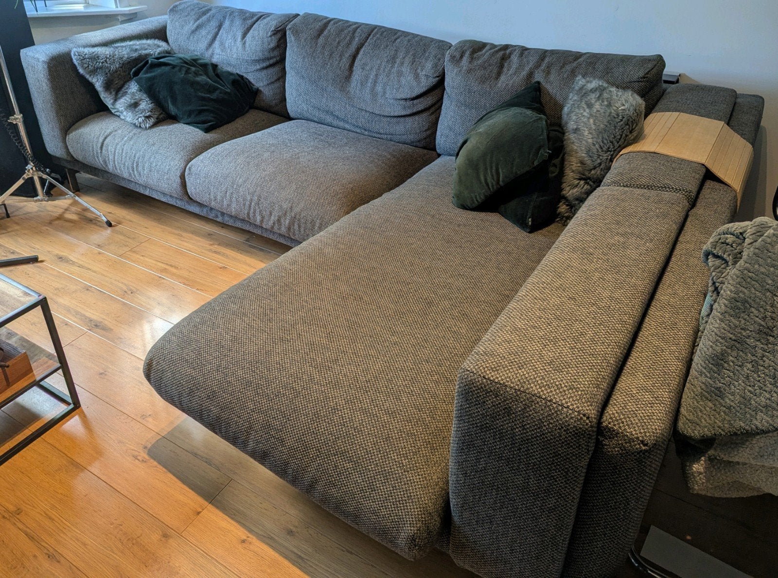 IKEA nockeby 3 zitsbanks met ligdeel (OPHALEN EIND NOVEMBER), Ophalen, Zo goed als nieuw, Stof