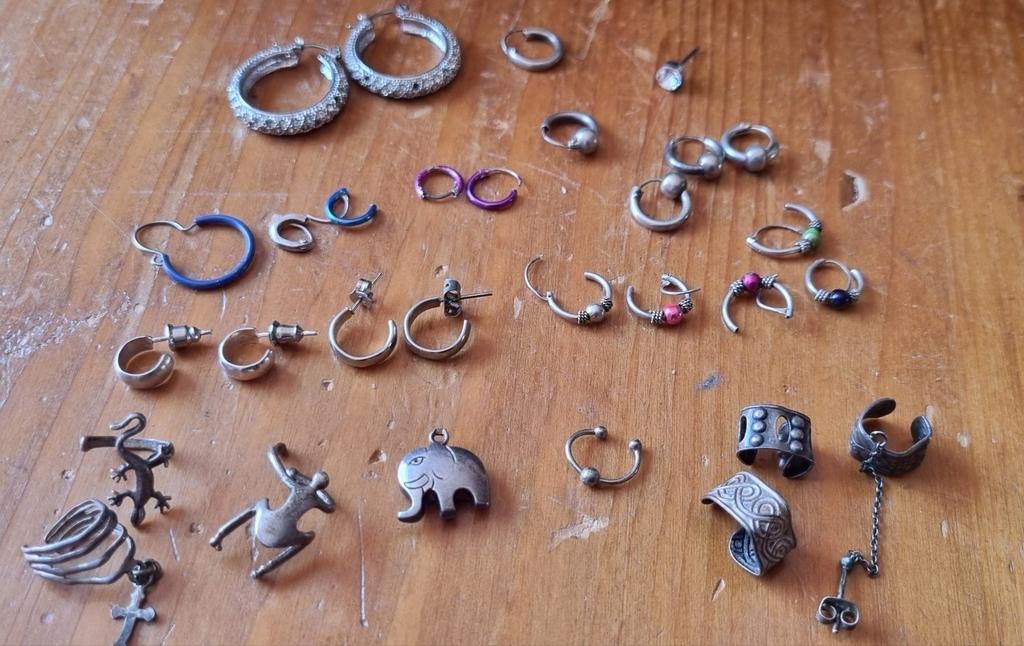 Oor ringetjes en klemmetjes, Ophalen of Verzenden, Gebruikt, Zilver, Overige materialen