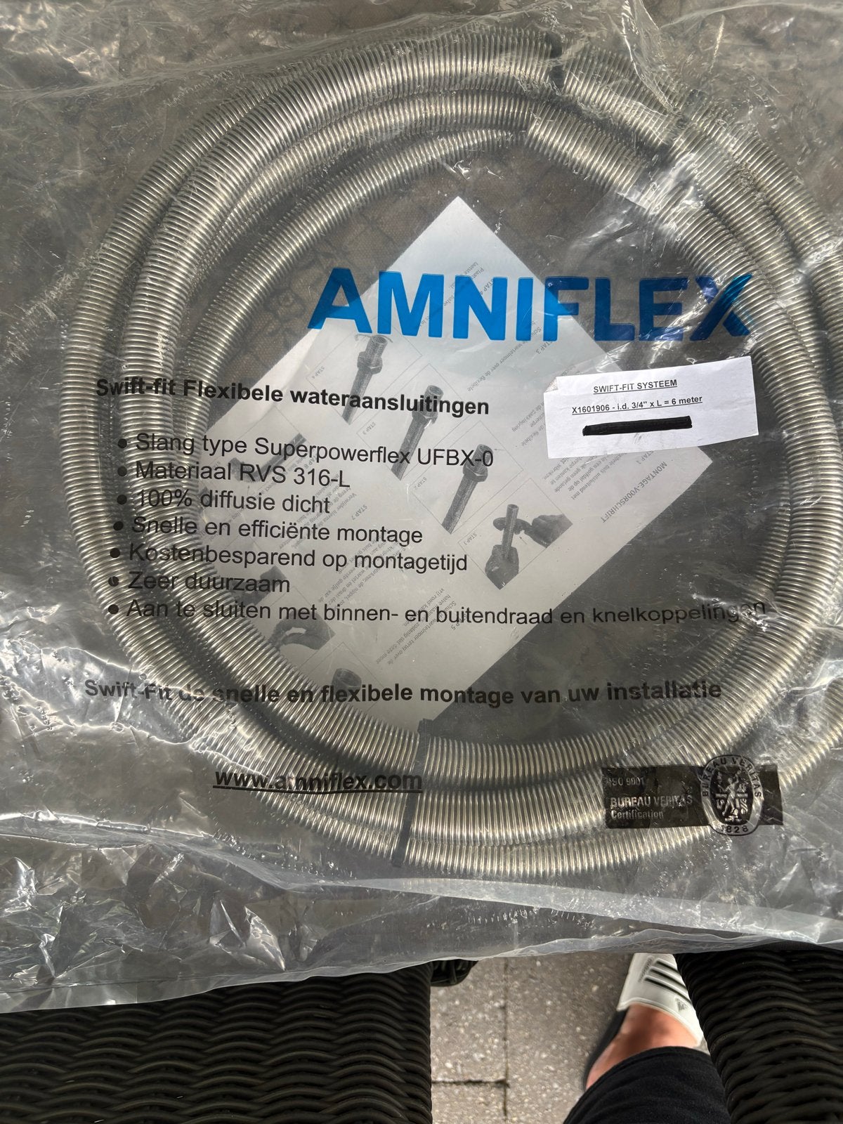 Amniflex RVS 316-L Flexibele waterslang 3/4" x 6 meter, Doe-het-zelf en Verbouw, Buizen en Afvoer, 6 meter of meer, Overige typen