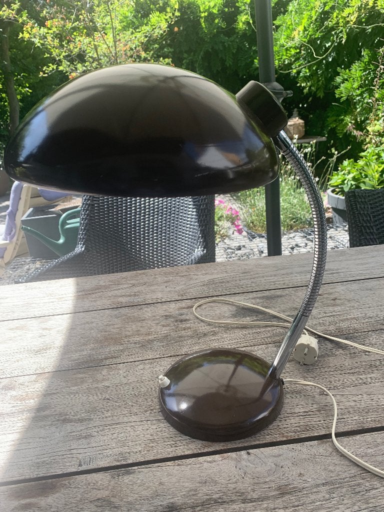 Bauhaus desklamp bruin jaren 70, Huis en Inrichting, Lampen | Tafellampen, Bureaulamp, Gebruikt, Vintage, Met schakelaar