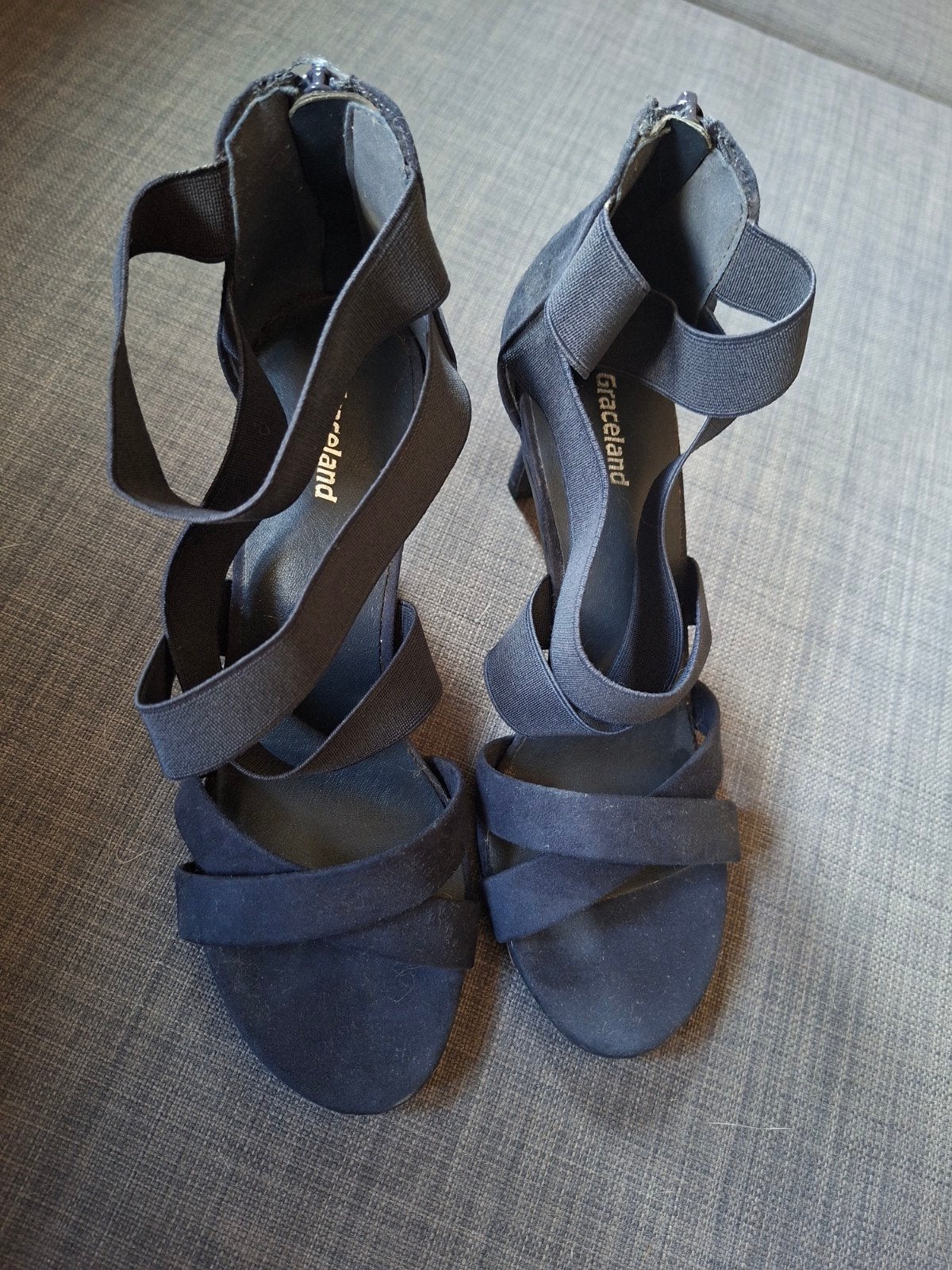Graceland sandalen met rits en hakhoogte 7 cm, Blauw, Zo goed als nieuw, Graceland, Sandalen of Muiltjes