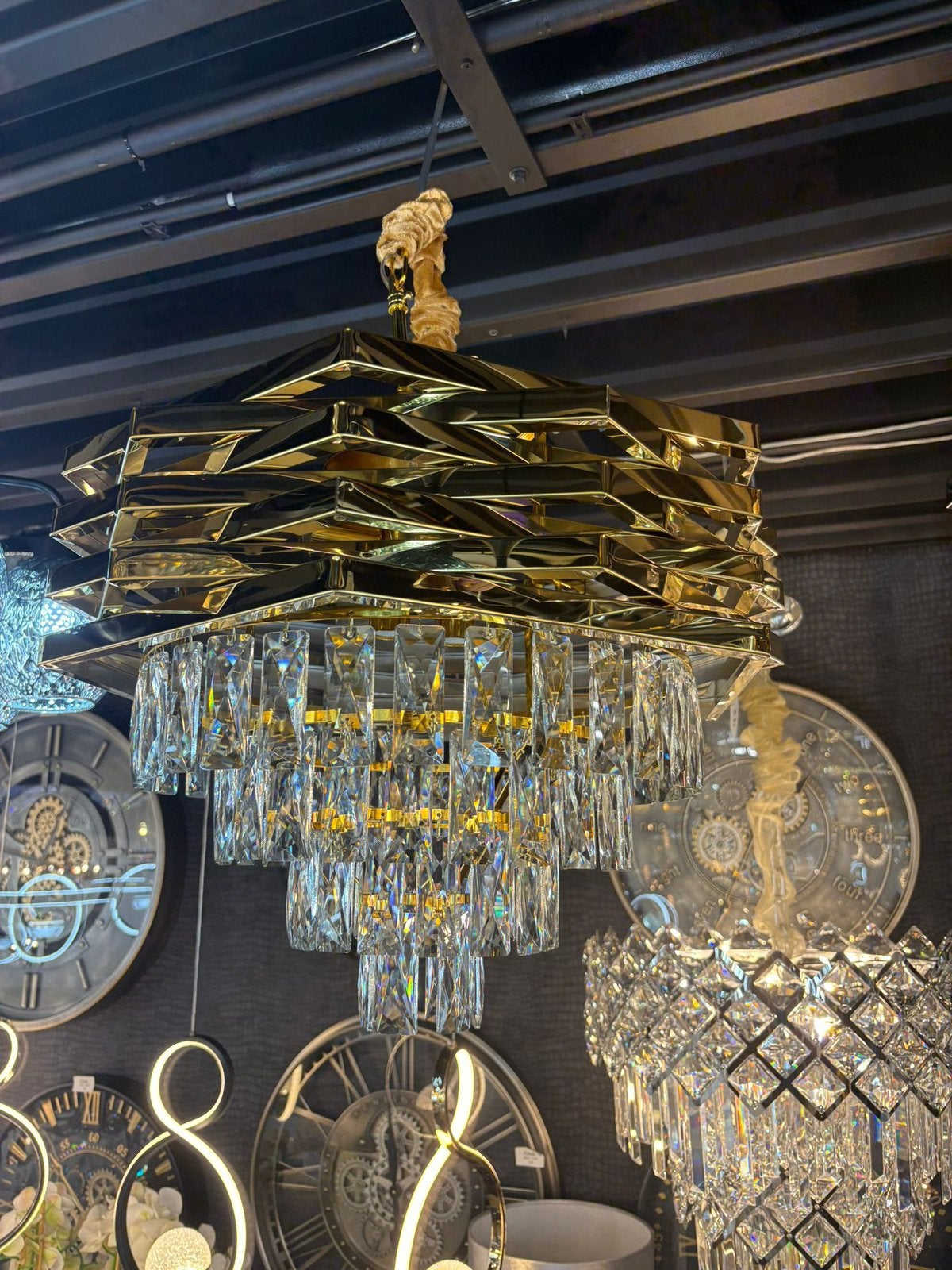 Goud 60 cm hanglamp zakkroon eric kuster style NEW, Ophalen of Verzenden, Nieuw, Glas, Eric kuster