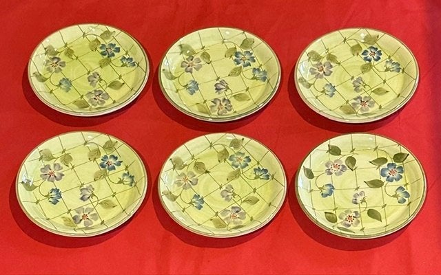 6x onderzetter / theetip Vic's handpainted groen met bloem, Ophalen, Gebruikt, Overige typen, Overige stijlen