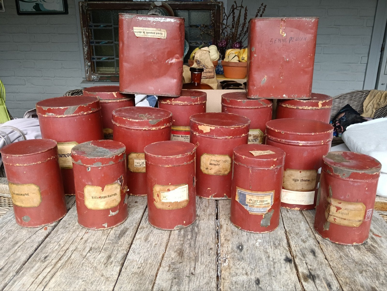 oude drogisterij blikken, Ophalen of Verzenden