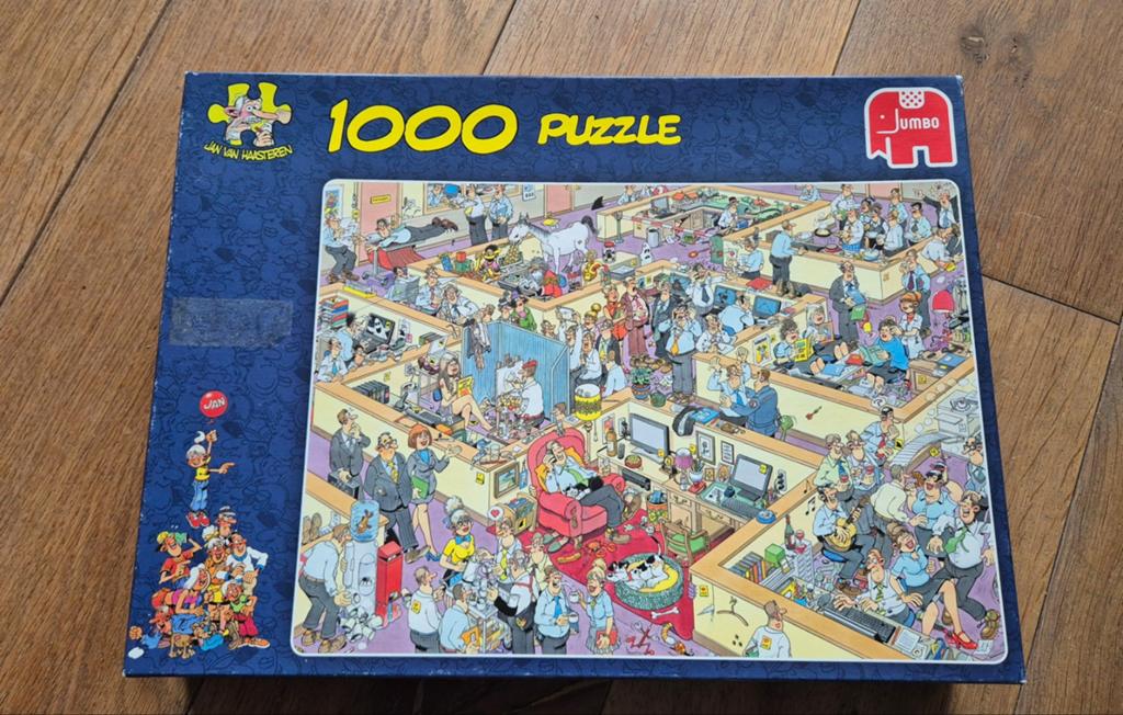 Jan van Haasteren - kantoor - puzzel, Hobby en Vrije tijd, Denksport en Puzzels, Ophalen of Verzenden, 500 t/m 1500 stukjes, Zo goed als nieuw