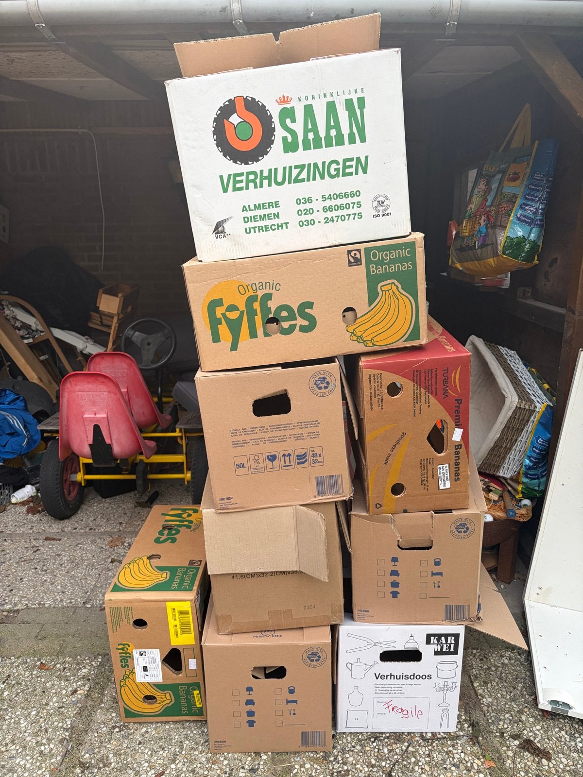 Diverse verhuisdozen - Gebruikt maar in goede staat, Ophalen, 40 tot 60 cm, 50 tot 75 cm, 35 tot 50 cm