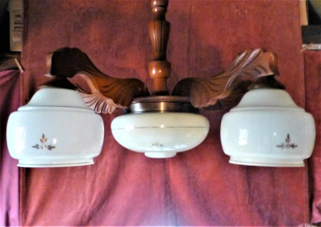 MOOI OUDE  KROONLAMP 5 ARMIG JAREN 50, Ophalen of Verzenden