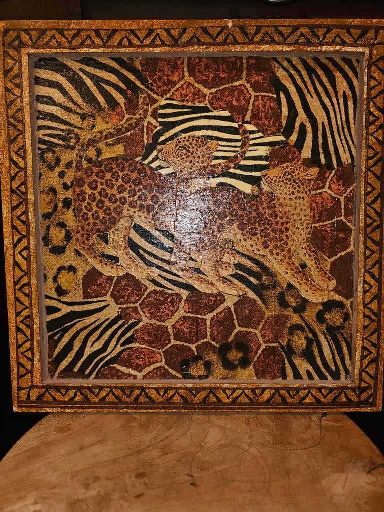 Schilderij met luipaarden en zebraprint, Ophalen of Verzenden