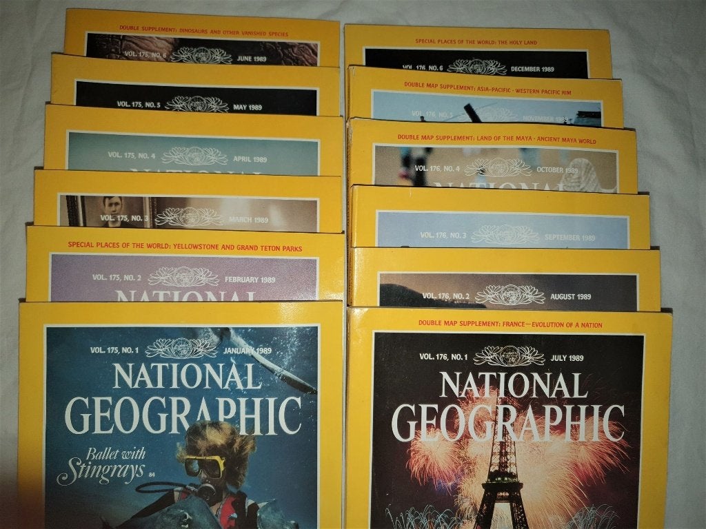National Geographic Jaarserie 1989 (12 stuks) in het Engels, Verzamelen, Ophalen of Verzenden, 1980 tot heden, Buitenland, Tijdschrift