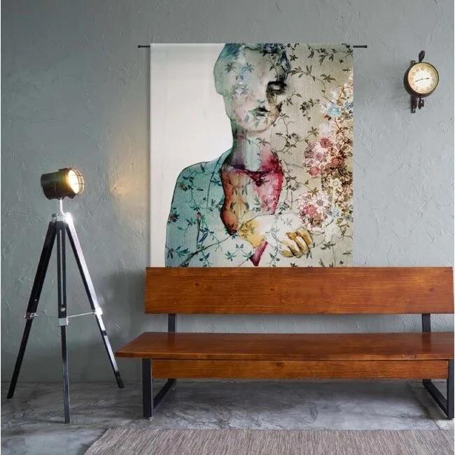 Urban Cotton Wandkleed - Modern Portret met Bloemen, Huis en Inrichting, Woonaccessoires | Wanddecoraties, Ophalen of Verzenden