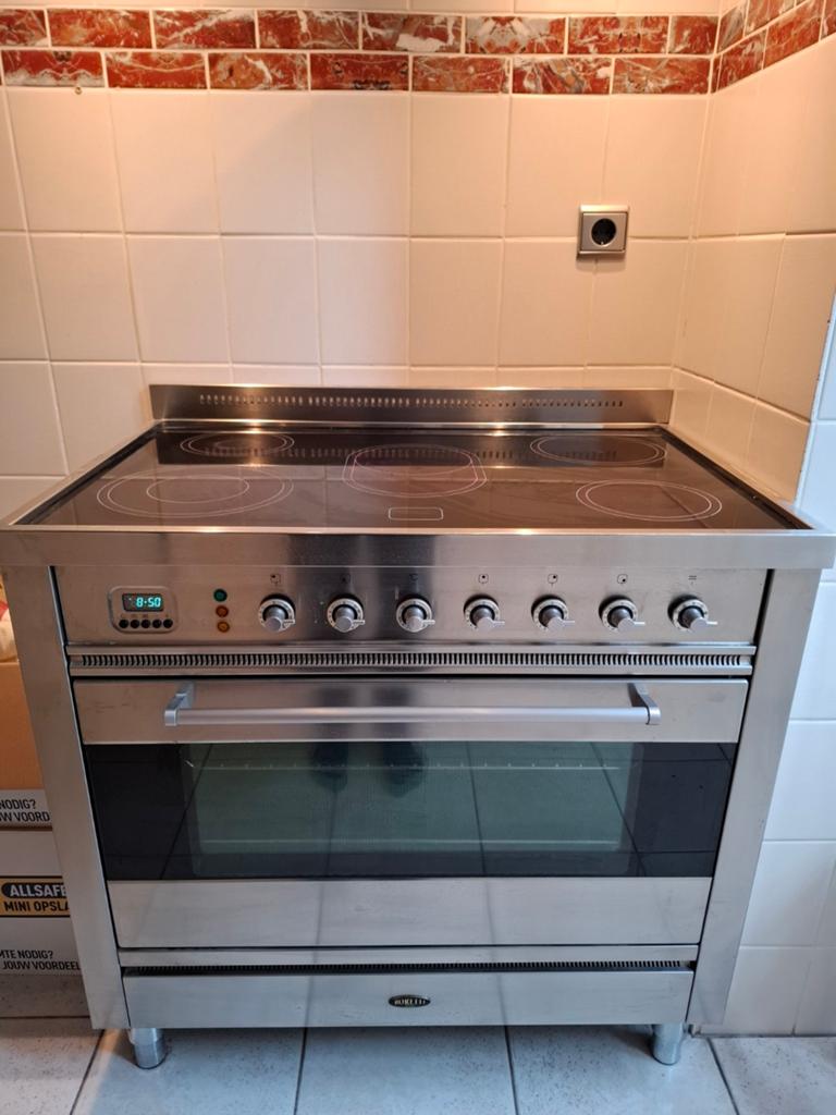 Boretti RVS Fornuis met oven, keramisch, 6 pitten, Witgoed en Apparatuur, Ophalen, 60 cm of meer, Keramisch, Vrijstaand