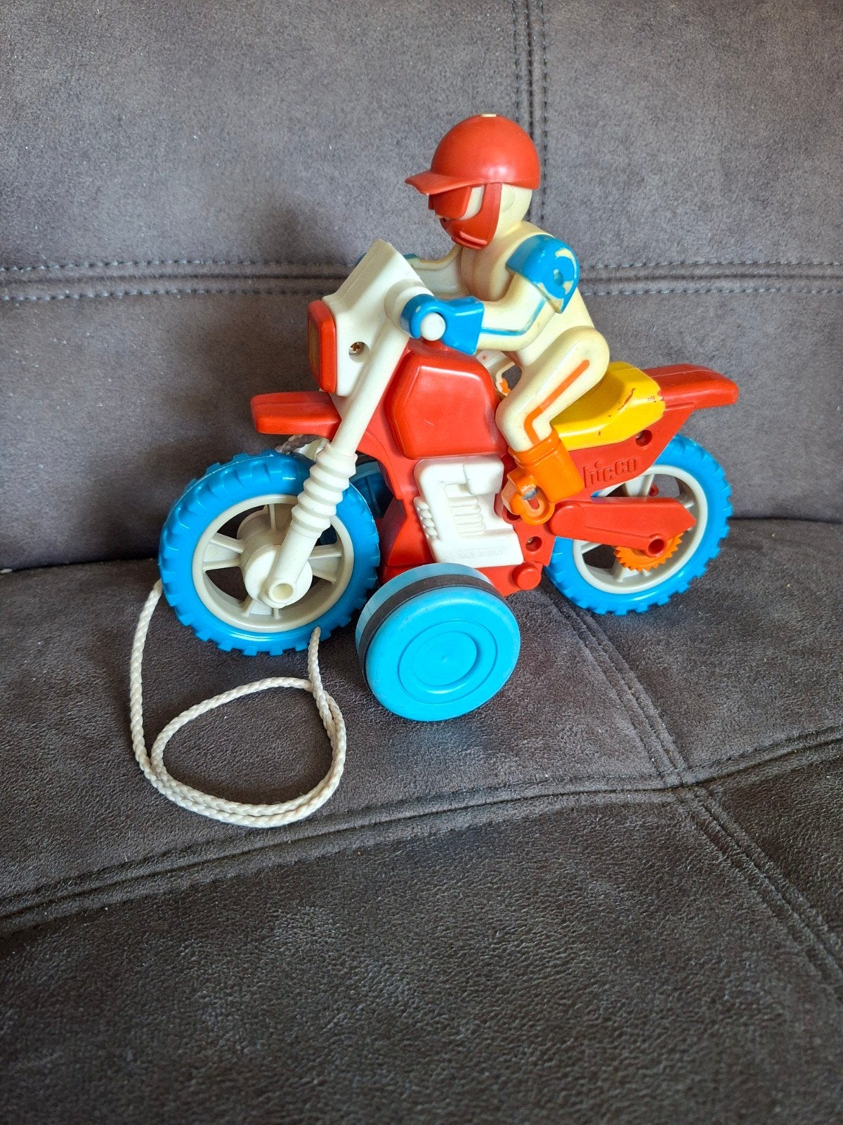 Vintage Chicco Motorfiets met Coureur - Trekfiguur, Ophalen of Verzenden, Gebruikt