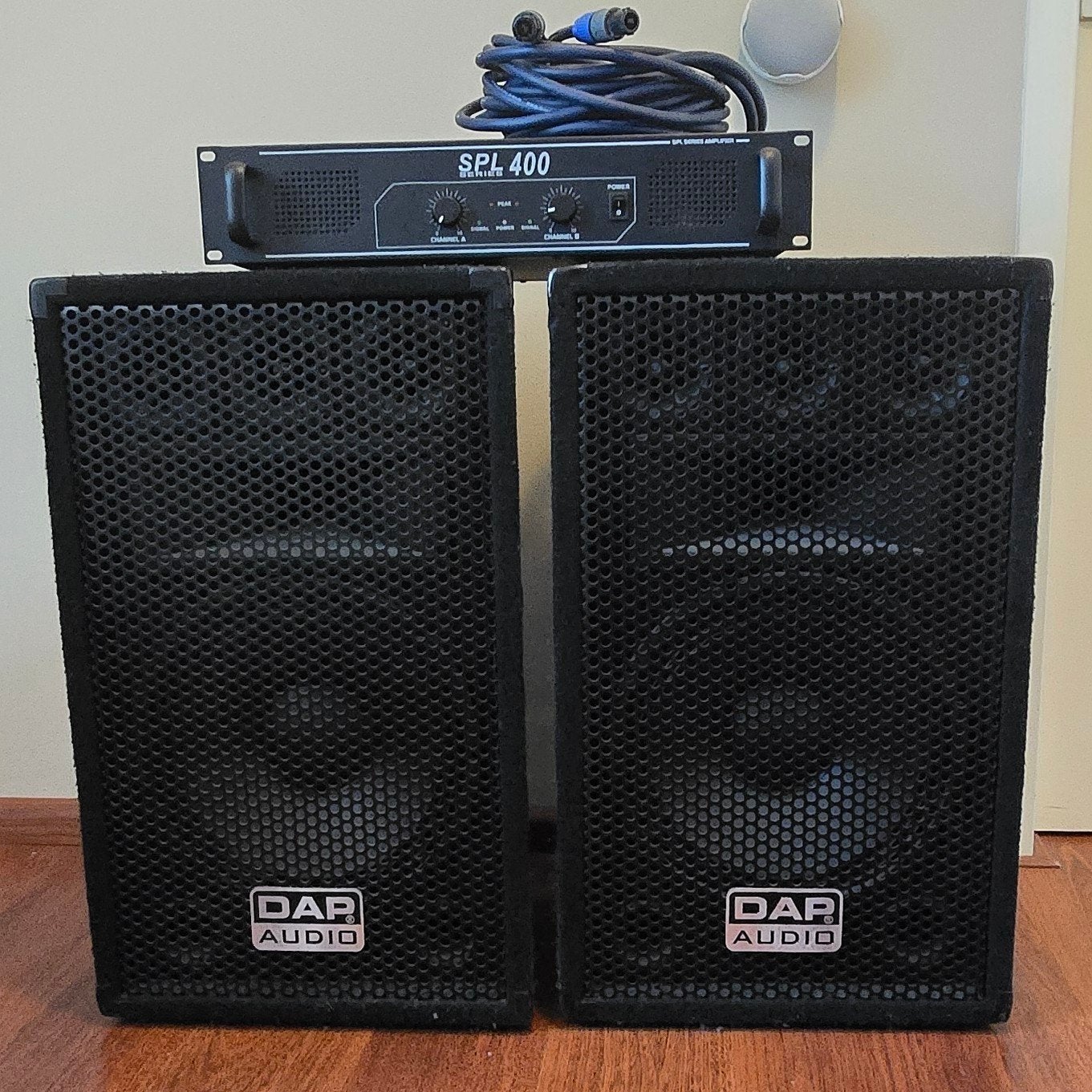 DAP SPL-400 Versterker met 2x DAP MDJ-12 Speakers, Ophalen, Gebruikt, Audio
