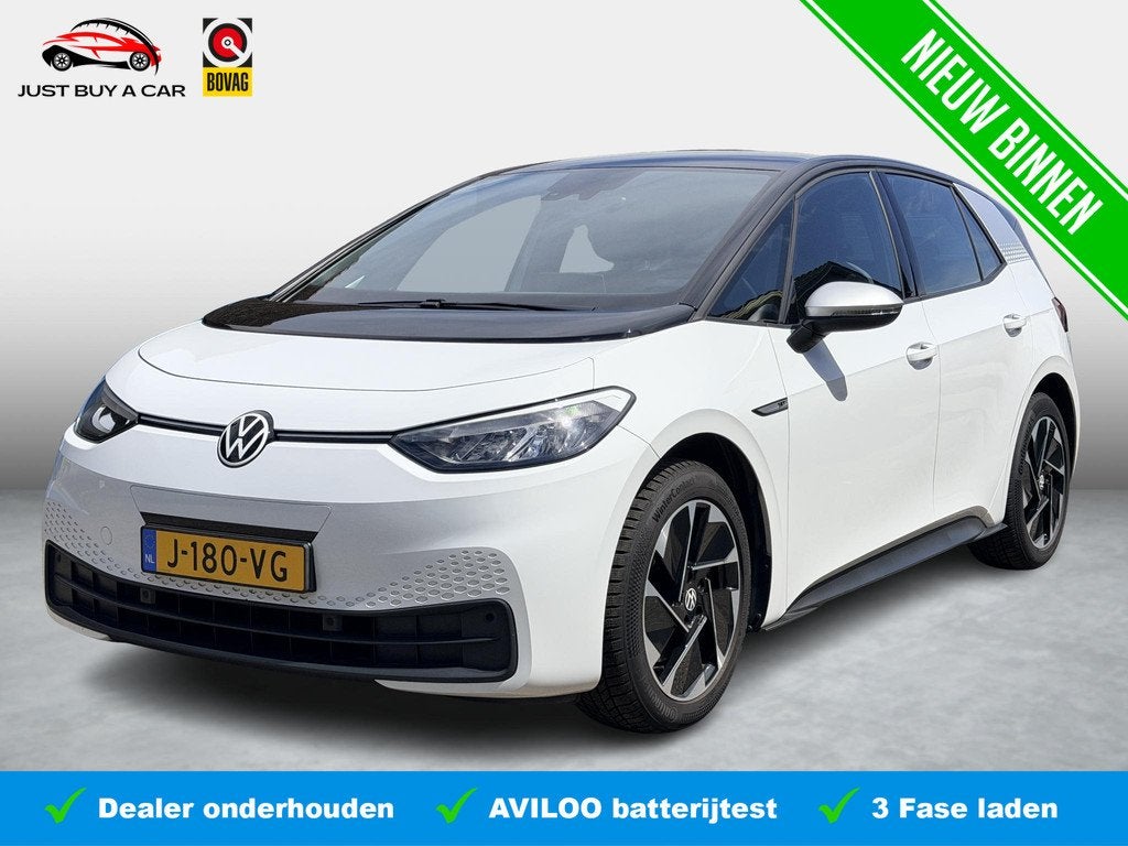 Volkswagen ID.3 First 58 kWh SoH 92,8% / 3 Fase / Stoel & St, Met garantie (alle), 375 min, ID.3, Wit