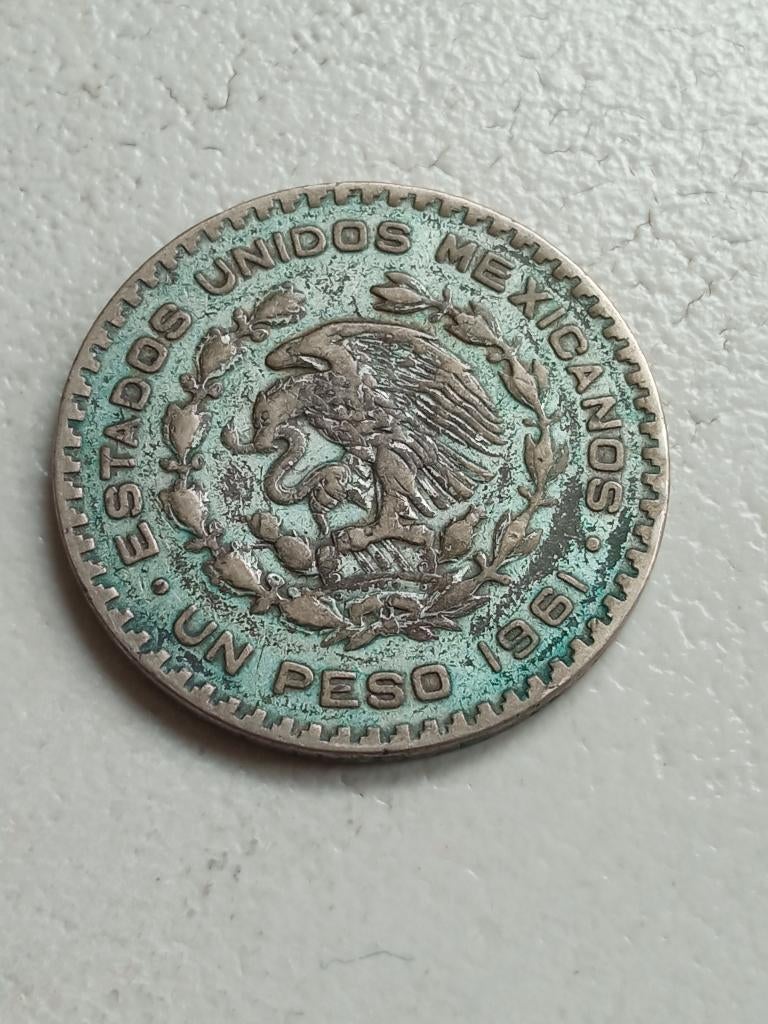 Mexico 1 peso 1961., Postzegels en Munten, Munten | Amerika, Ophalen of Verzenden, Midden-Amerika, Losse munt, Zilver
