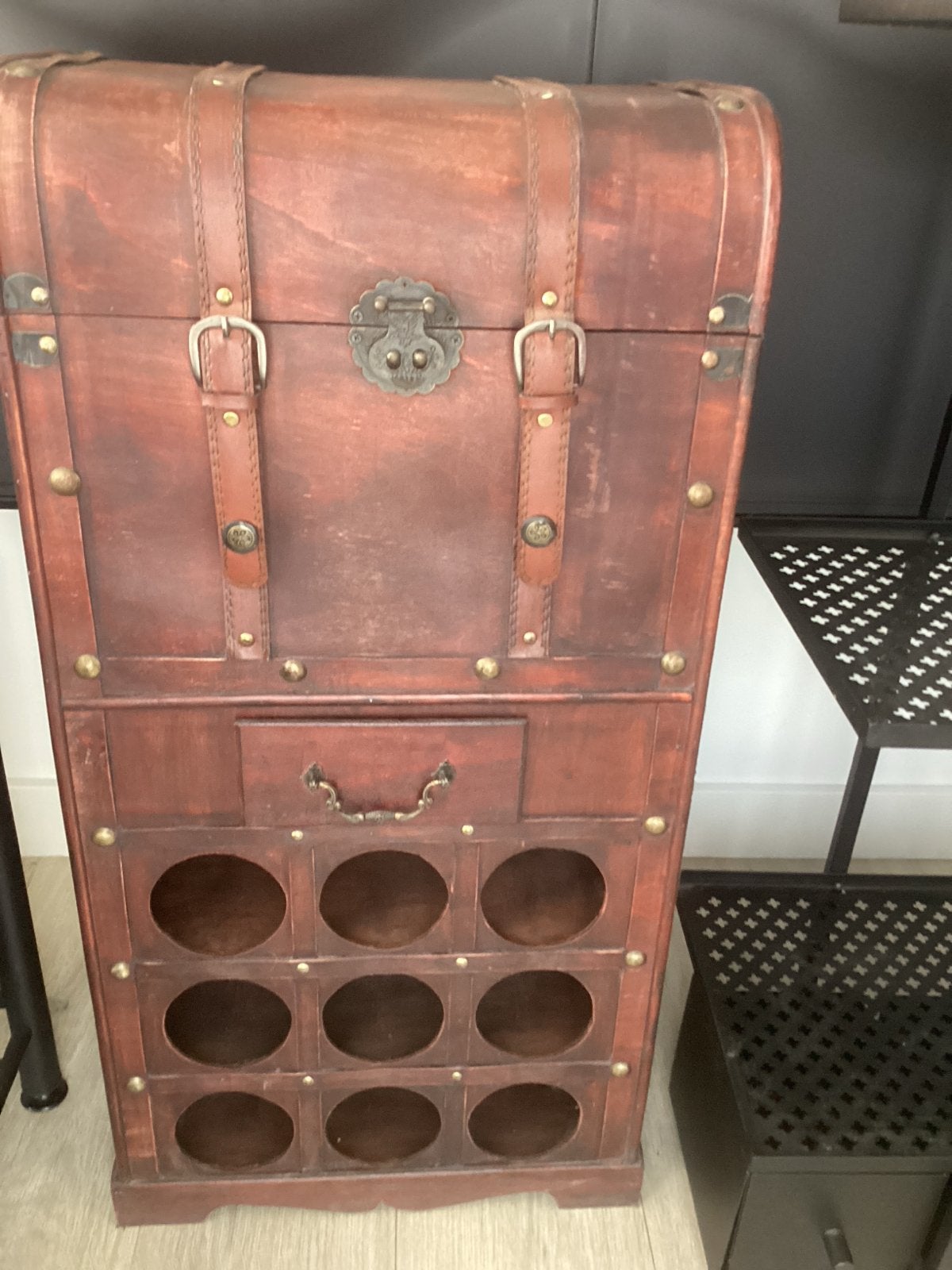 Vintage Wijnrek Kast met Opbergruimte, Huis en Inrichting, Ophalen, Gebruikt, 5 tot 15 flessen, 75 – 100