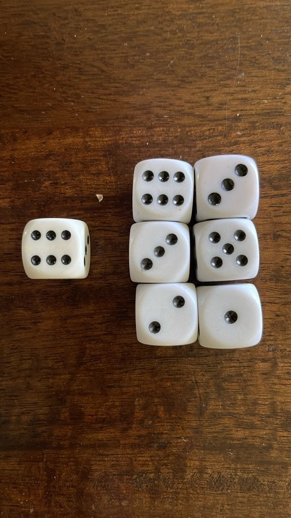 Dobbelstenen wit los, Vijf spelers of meer, Verzenden, Nieuw