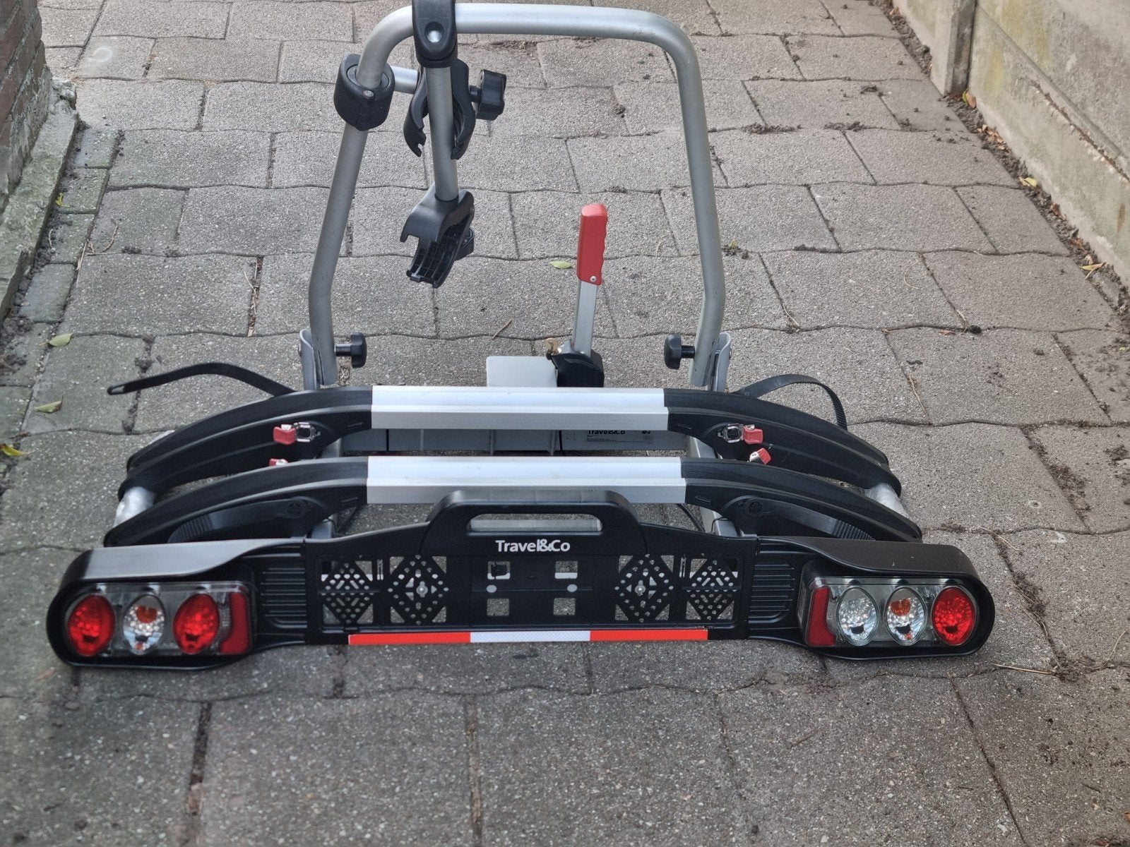 Fietsendrager ANWB/Travel&Co Voor 2 E-bike's Kantelbaar, Ophalen, Zo goed als nieuw, Trekhaakdrager, Brede banden