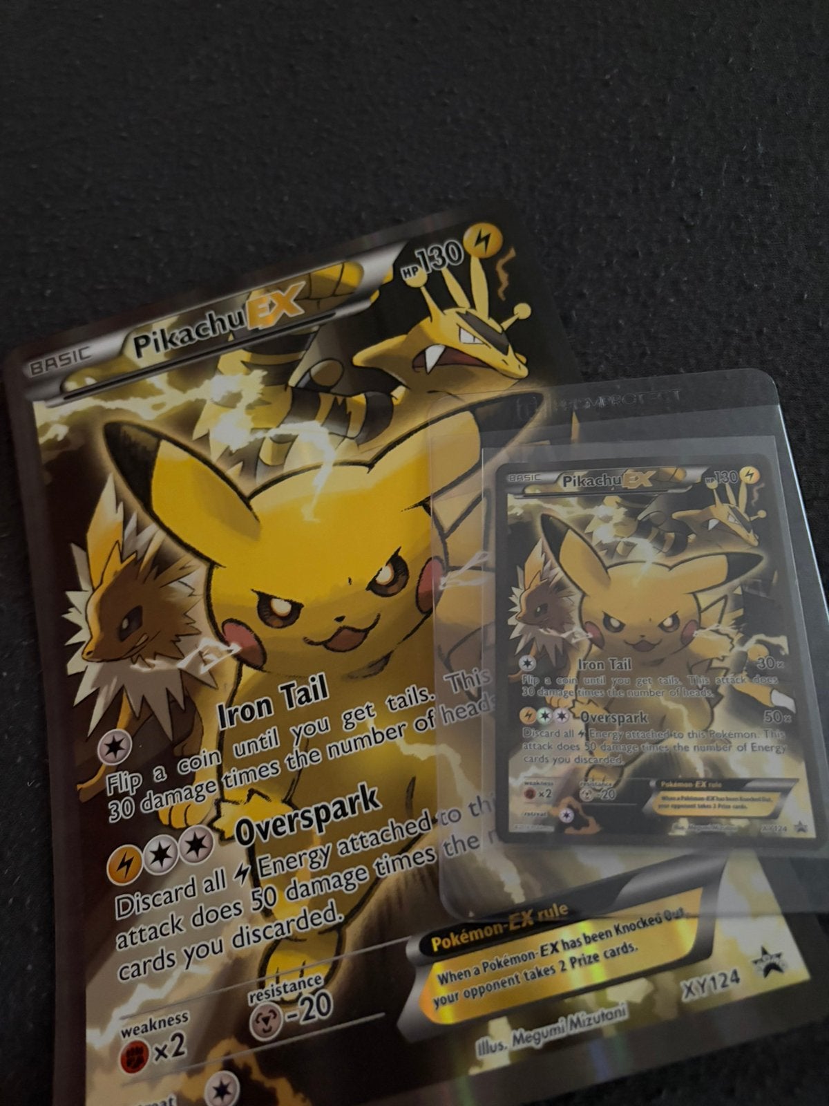 Pikachu EX XY124 Jumbo & Normale Promo Set, Ophalen of Verzenden, Zo goed als nieuw, Meerdere kaarten