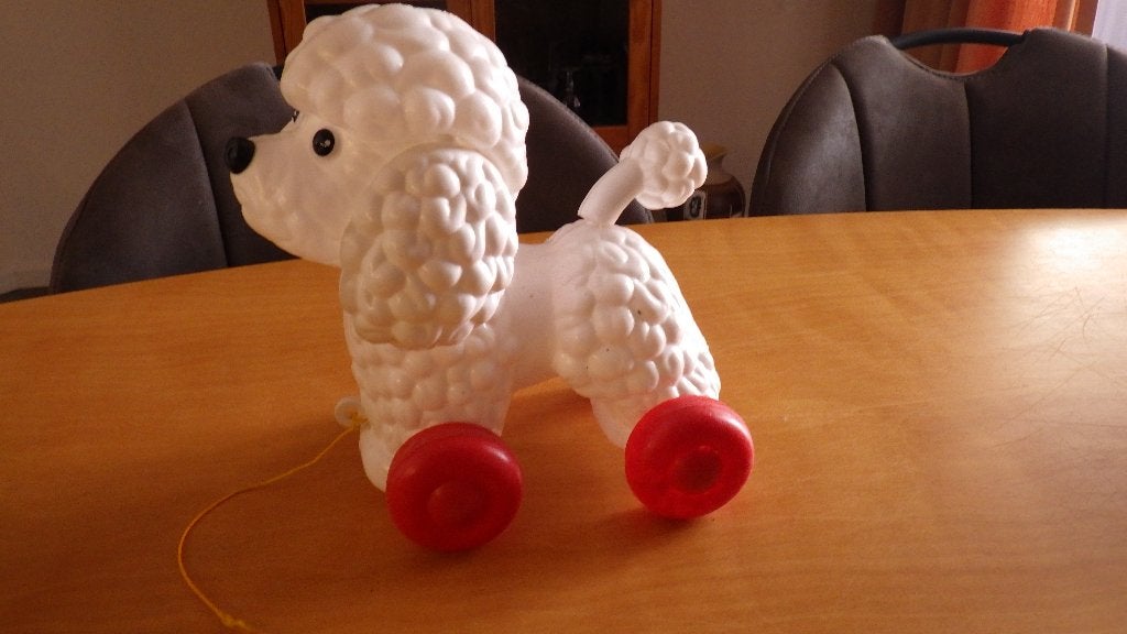 retro witte poedel als trekfiguurtje (kunststof), Ophalen of Verzenden, Overige typen