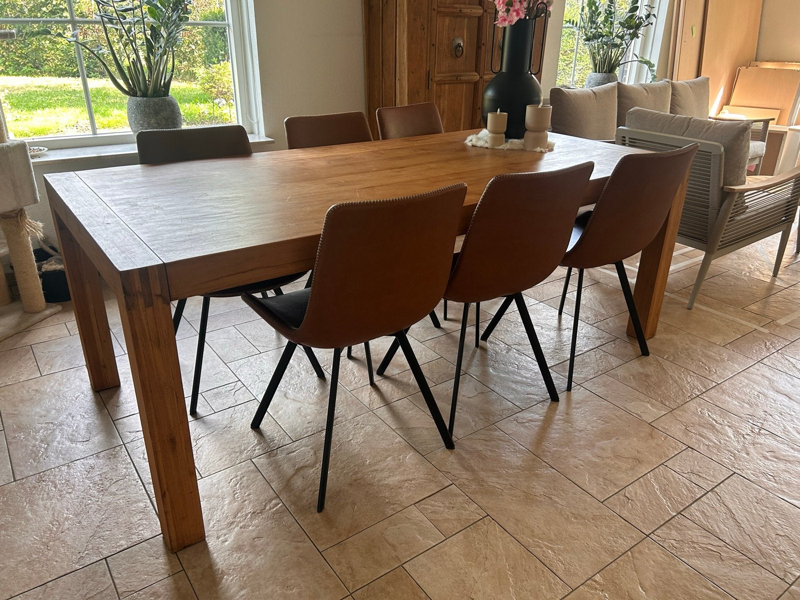 Robuuste eettafel (100x210 cm), Ophalen, Gebruikt, 100 tot 150 cm, 200 cm of meer