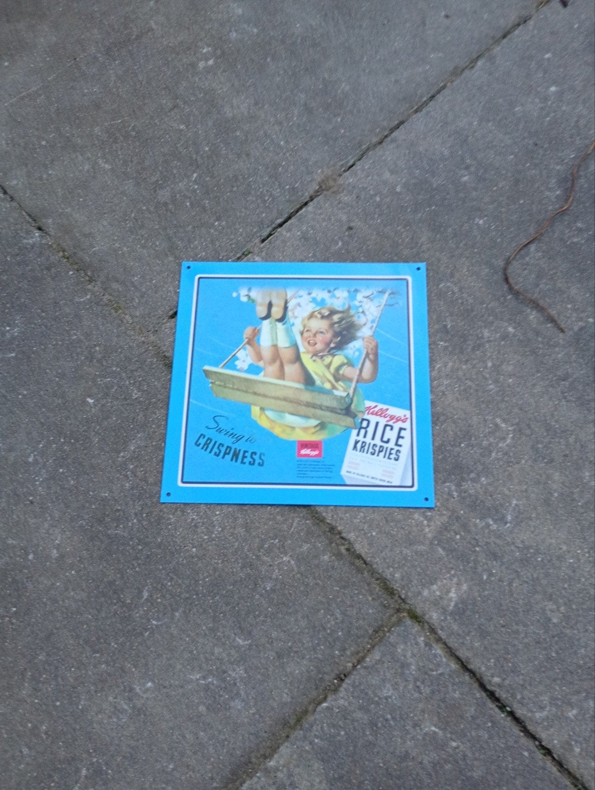 Vintage Kellogg's Rice Krispies decoratie bord, Ophalen of Verzenden, Zo goed als nieuw, Reclamebord