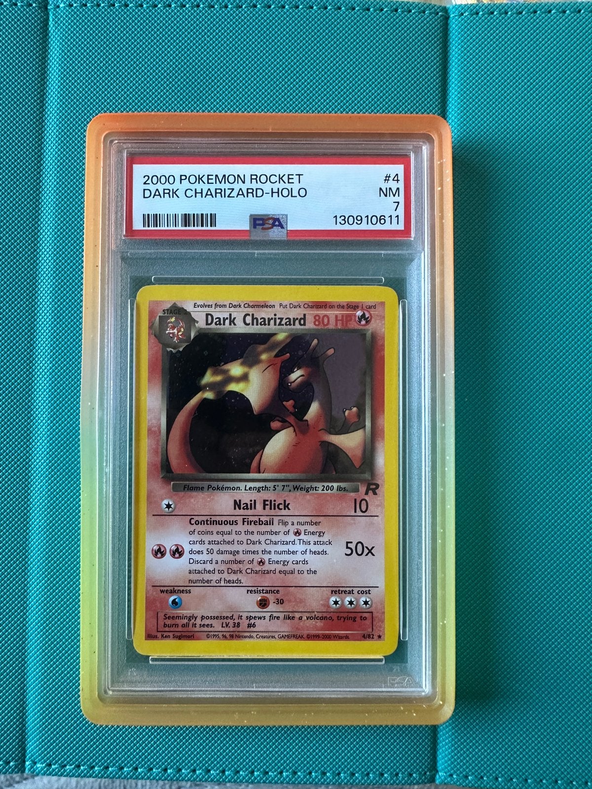 Dark Charizard (TR 4) PSA 7 - pokemon met guard, Ophalen, Zo goed als nieuw, Losse kaart