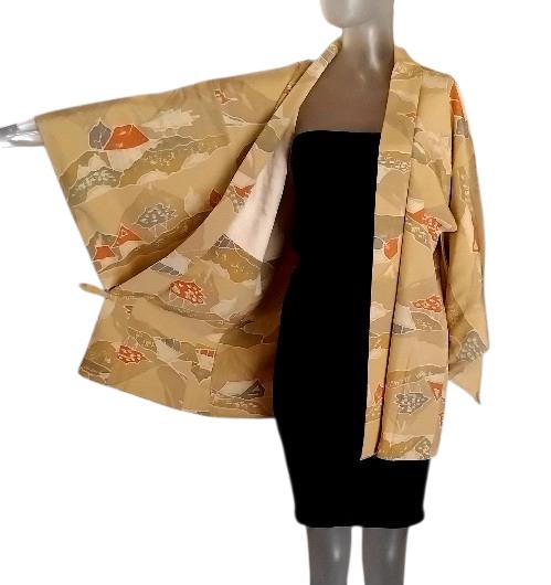Japanse haori kimonojasje handbedrukt huisjesmotief handwerk, Verzenden, Dames