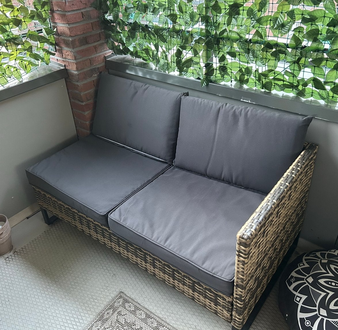 Comfortabele 2-zits tuinbanken met kussens + bijzettafels, Ophalen, Gebruikt, Loungeset, Bank
