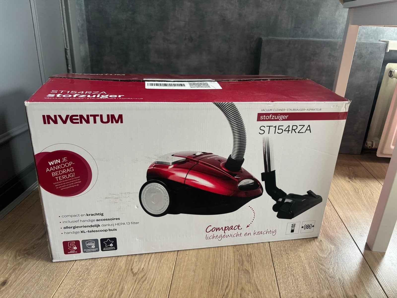 Inventum ST154RZA Stofzuiger - Compact en Krachtig, Nieuw, Minder dan 1200 watt, Ophalen, Stofzak