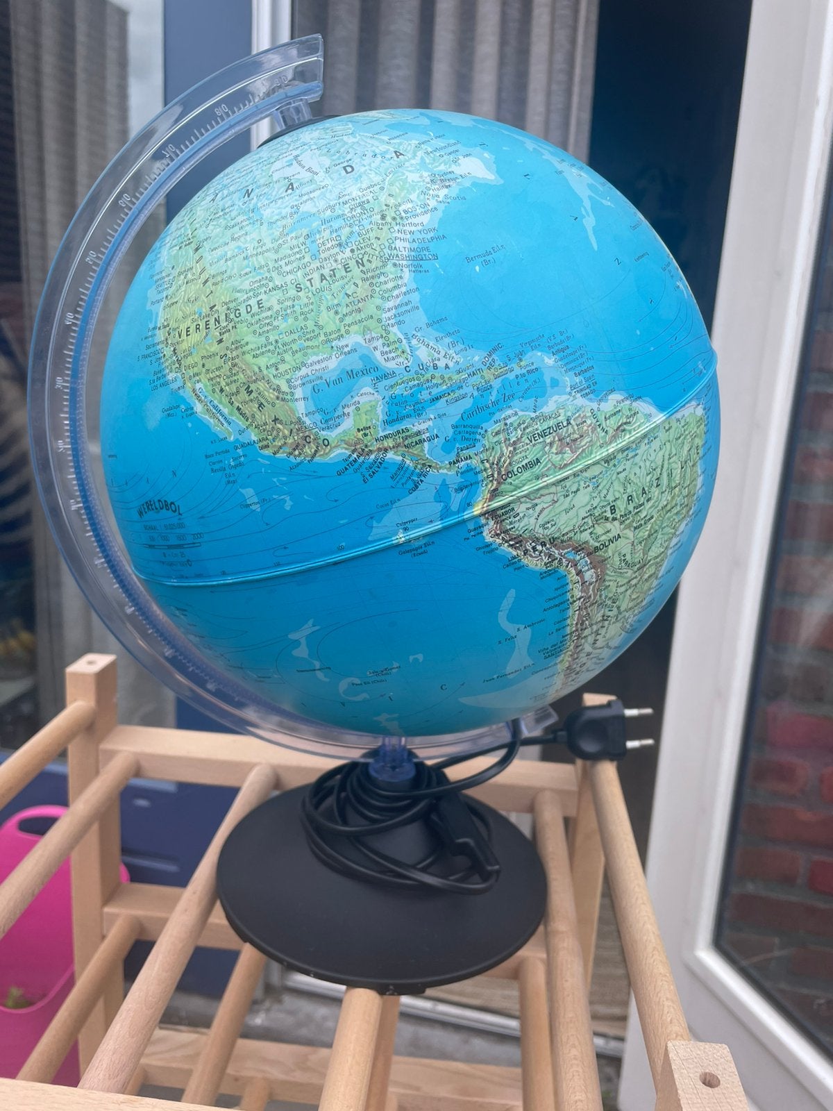 Wereldbol lamp, Ophalen, Gebruikt, Kunststof, Draaibaar