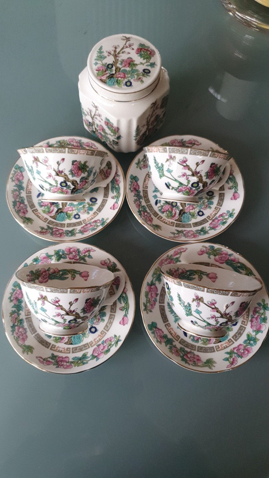 Royal Grafton Indian Tree 5-delig theeservies van bone china, Antiek en Kunst, Ophalen of Verzenden