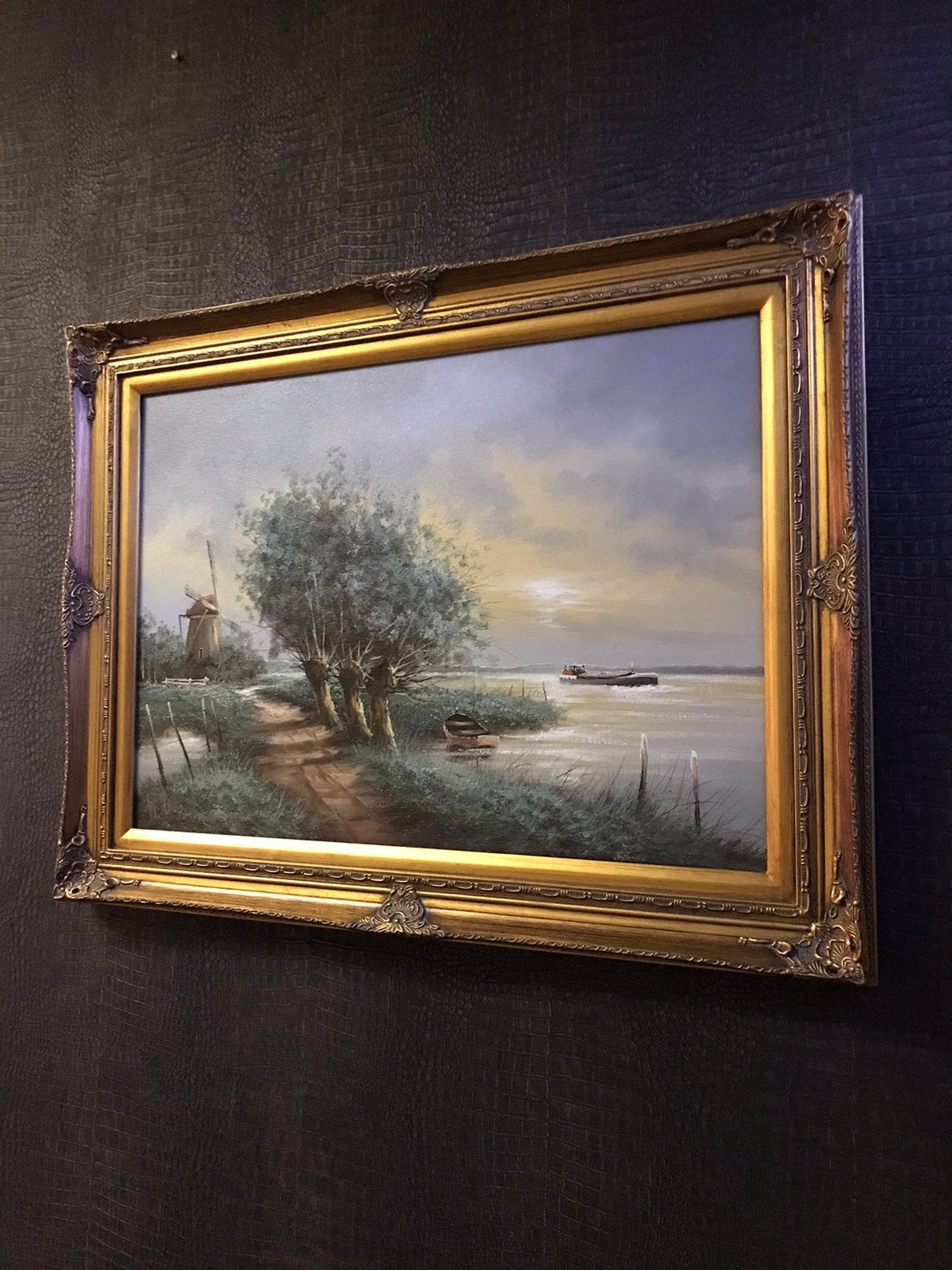 Mooi schilderij maat 83-65 CM, Antiek en Kunst, Ophalen, Bijzondere lijst, Doek, Overige technieken