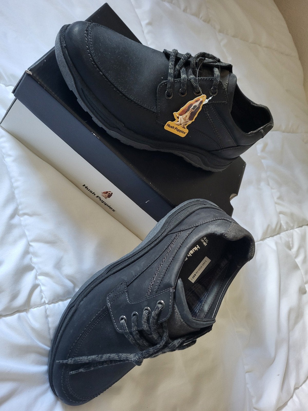 NIEUW Hush Puppies leer Schoenen bommel - Zwart, Maat 44 🍃, Zwart, Nieuw, Ophalen of Verzenden, Hush Puppies
