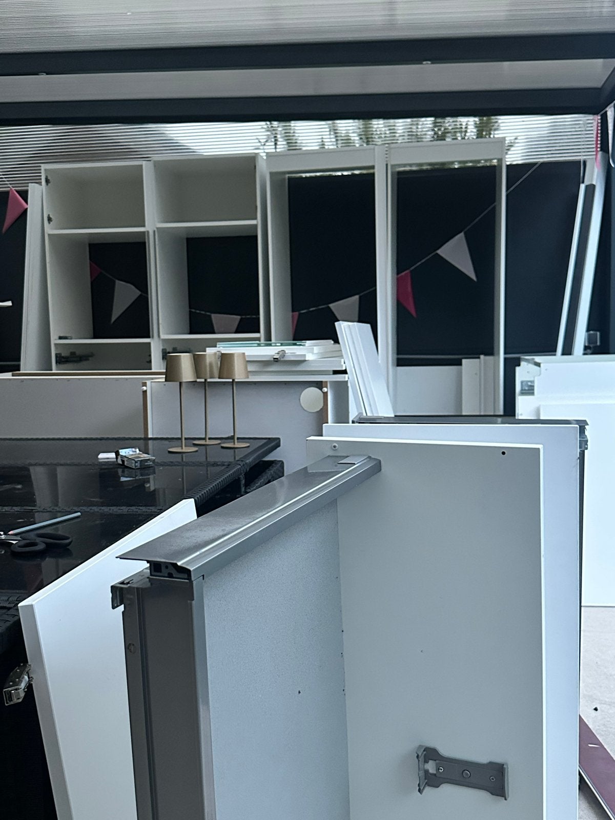 Complete keuken met stenen blad en inbouwapparatuur, Ophalen, Gebruikt, Graniet of Steen