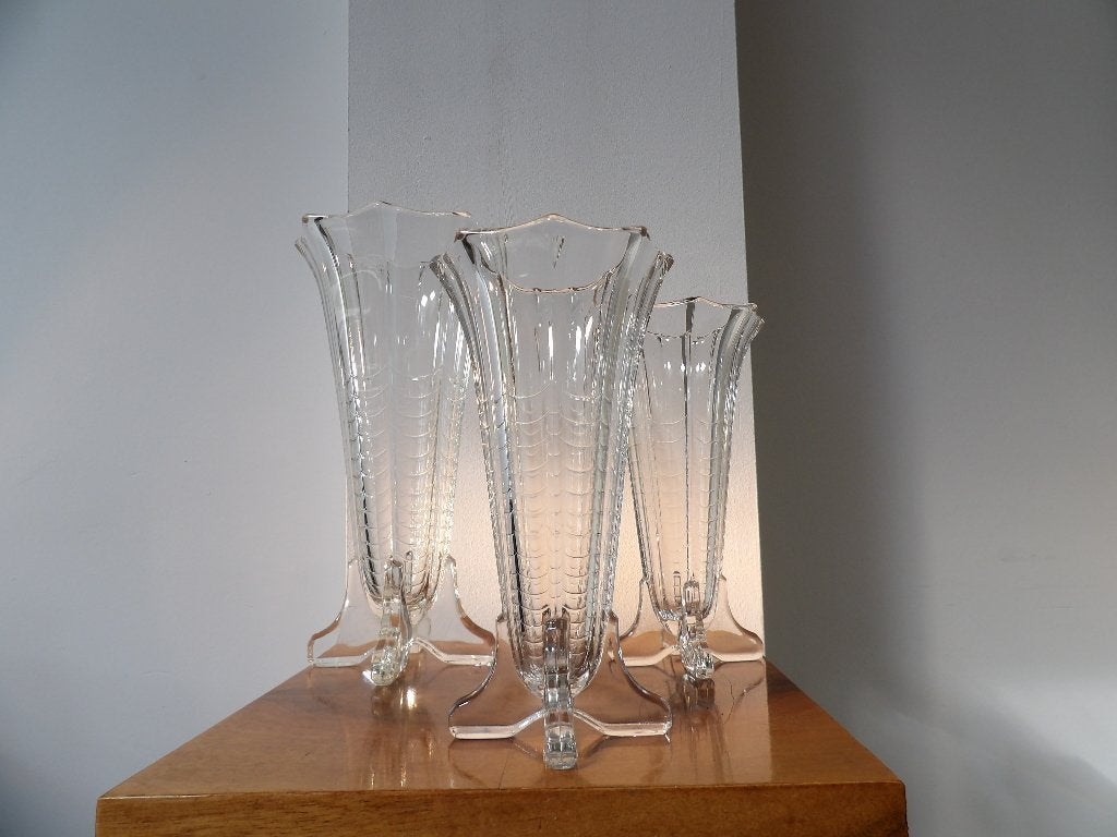 Art Deco Vazen set Val St Lambert Montesquieu 1935, Ophalen of Verzenden