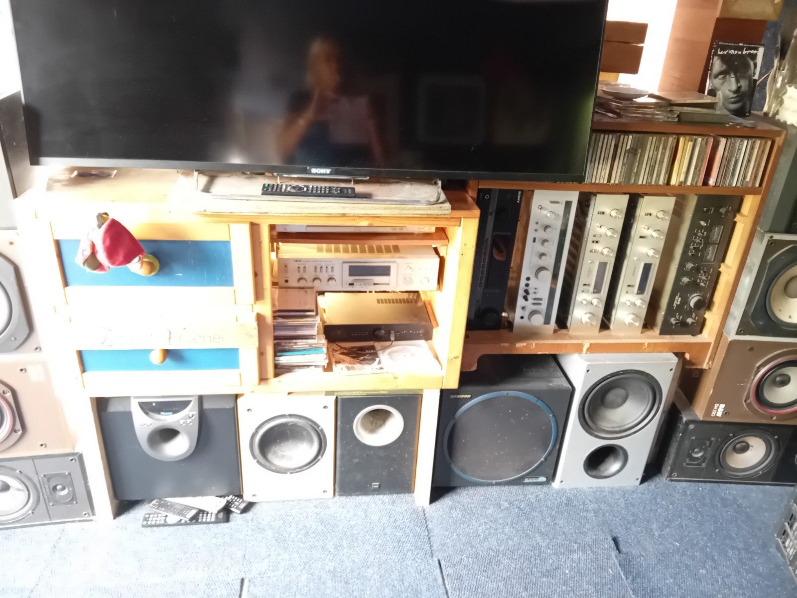 Diverse collectie speakers en audioapparatuur, Gebruikt, 120 watt of meer, Front, Rear of Stereo speakers, Ophalen