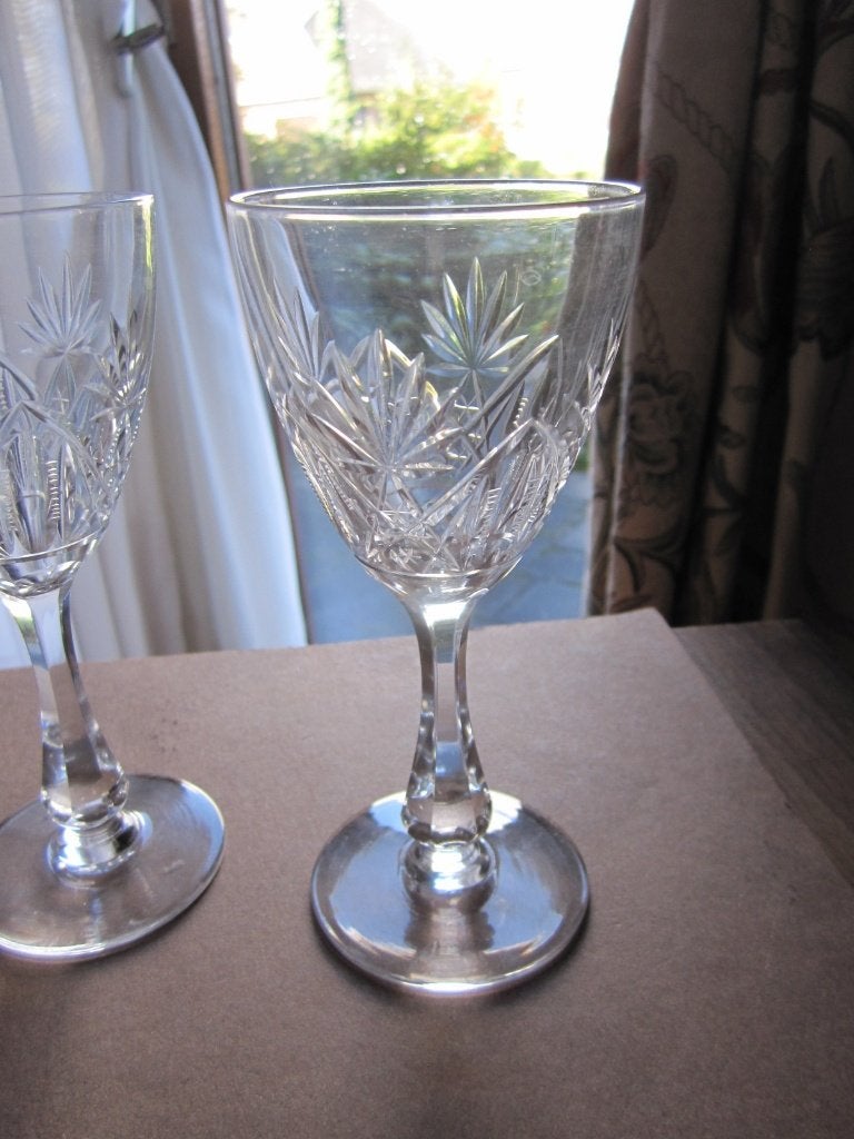 Twee prachtige aperitief glazen cristal Val St Lambert Lubin, Verzenden
