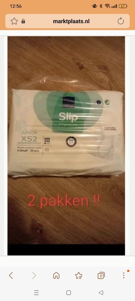 Luiers, teee nieuwe pakken abena slip junior xs2, Ophalen of Verzenden, Nieuw