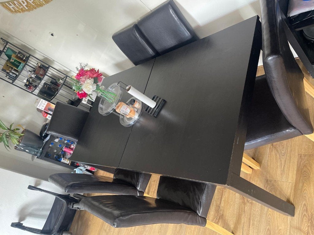 Eet tafel (175 x 95cm) te koop met 6 stoelen, Huis en Inrichting, Tafels | Eettafels, Ophalen, Overige materialen, Gebruikt, 50 tot 100 cm