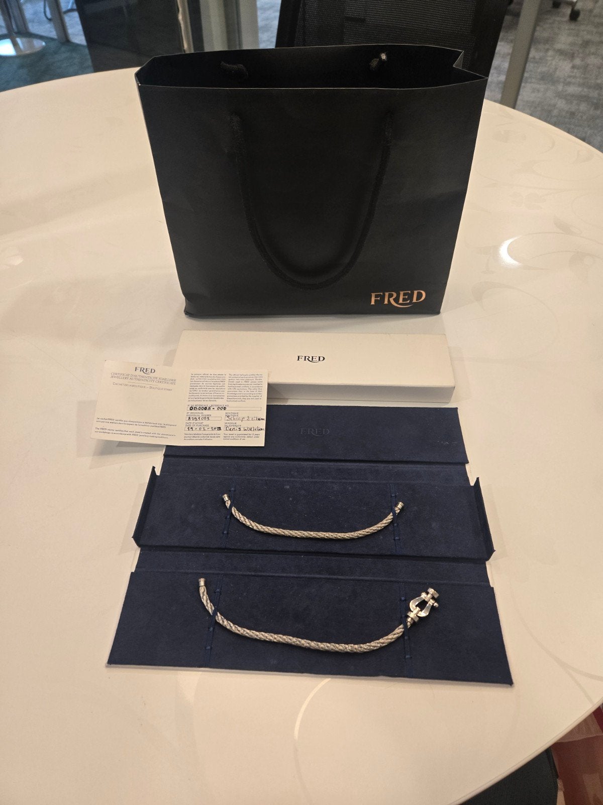 FRED Force 10 Grand Modèle 18K witgoud + 2 kabels, Ophalen of Verzenden, Gebruikt, Zilver, Goud