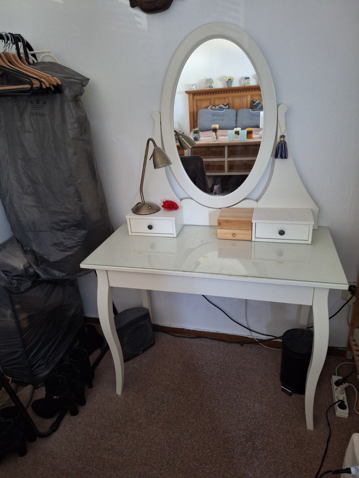 Ikea Hemnes Kaptafel met spiegel, Huis en Inrichting, Tafels | Kaptafels, Ophalen, Gebruikt, 100 tot 150 cm, 50 tot 100 cm