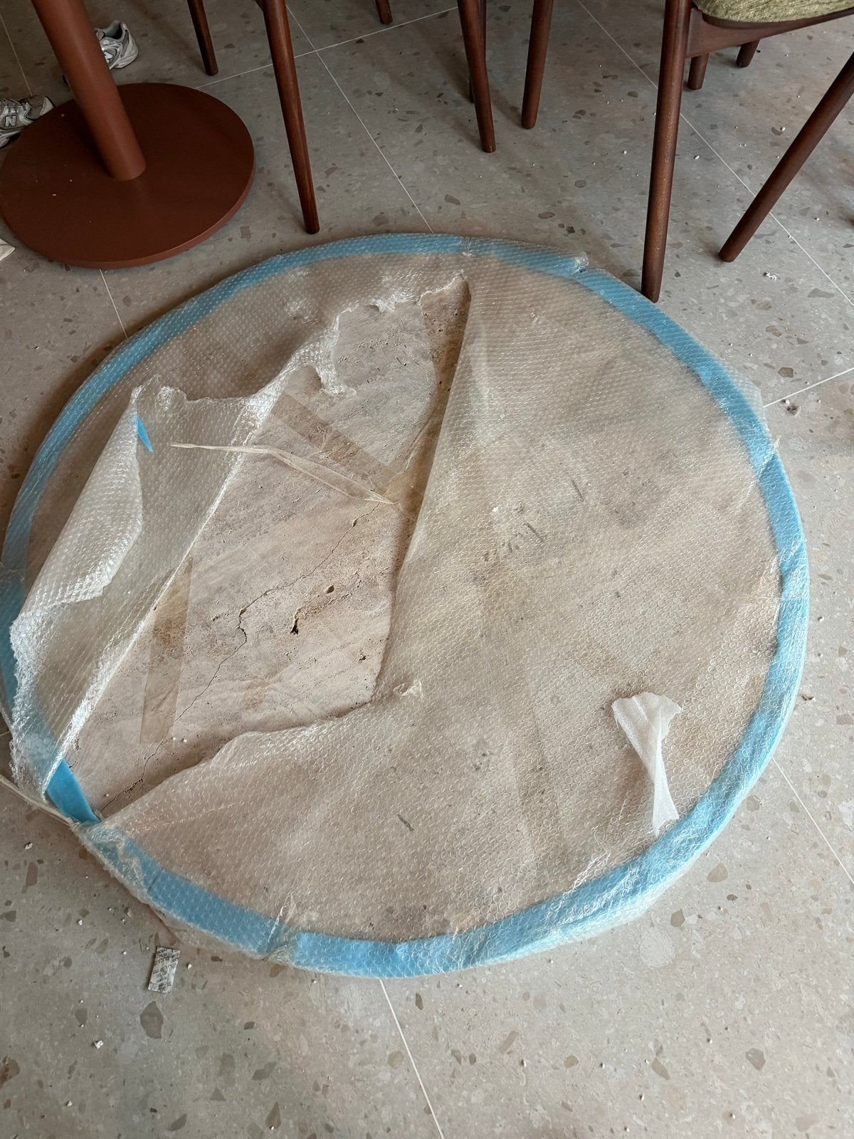 Rond marmeren tafelblad 120 cm, Ophalen, Overige materialen, Gebruikt, 100 tot 150 cm