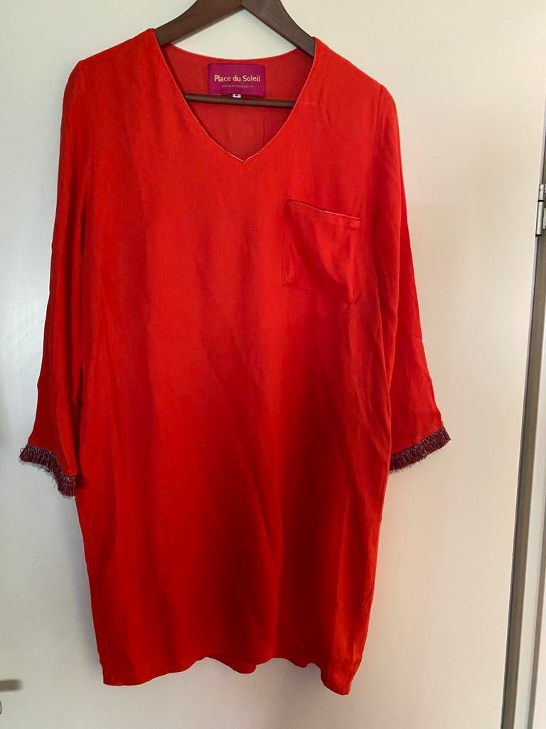 Mooi oranje jurkje van Place du Soleil maat M, Kleding | Dames, Maat 38/40 (M), Oranje, Ophalen of Verzenden, Knielengte