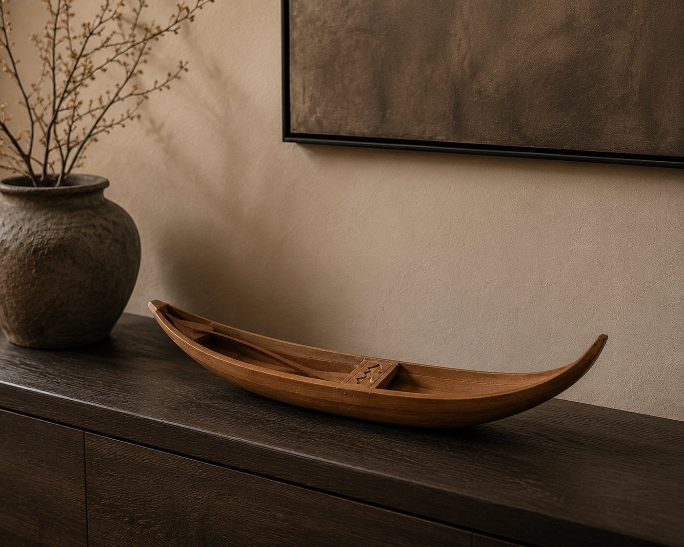 Decoratieve houten schaal in de vorm van een boot, Ophalen of Verzenden