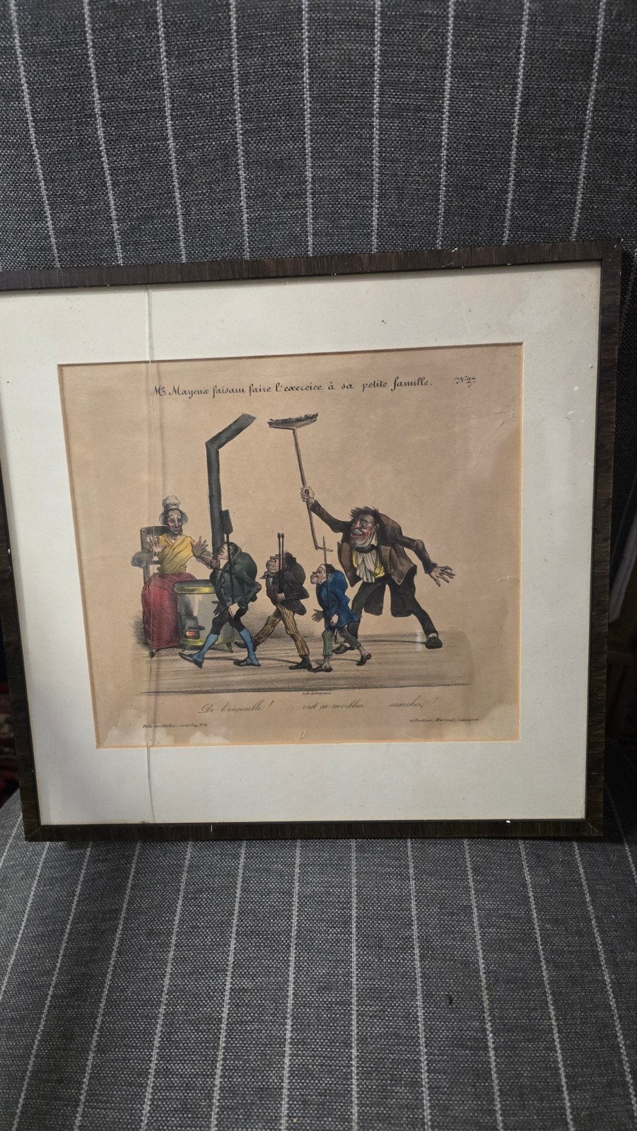 originele 19e-eeuwse Franse karikatuur-lithografie 1830, Antiek en Kunst, Ophalen of Verzenden