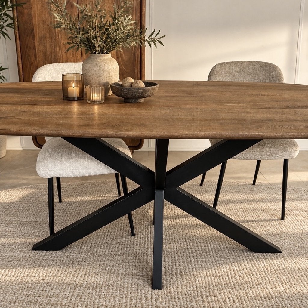 Magazijn Leegverkoop Eettafel deens ovaal mangohout matrix, Hout, Nieuw, Ophalen of Verzenden, Info@wkhome.nl