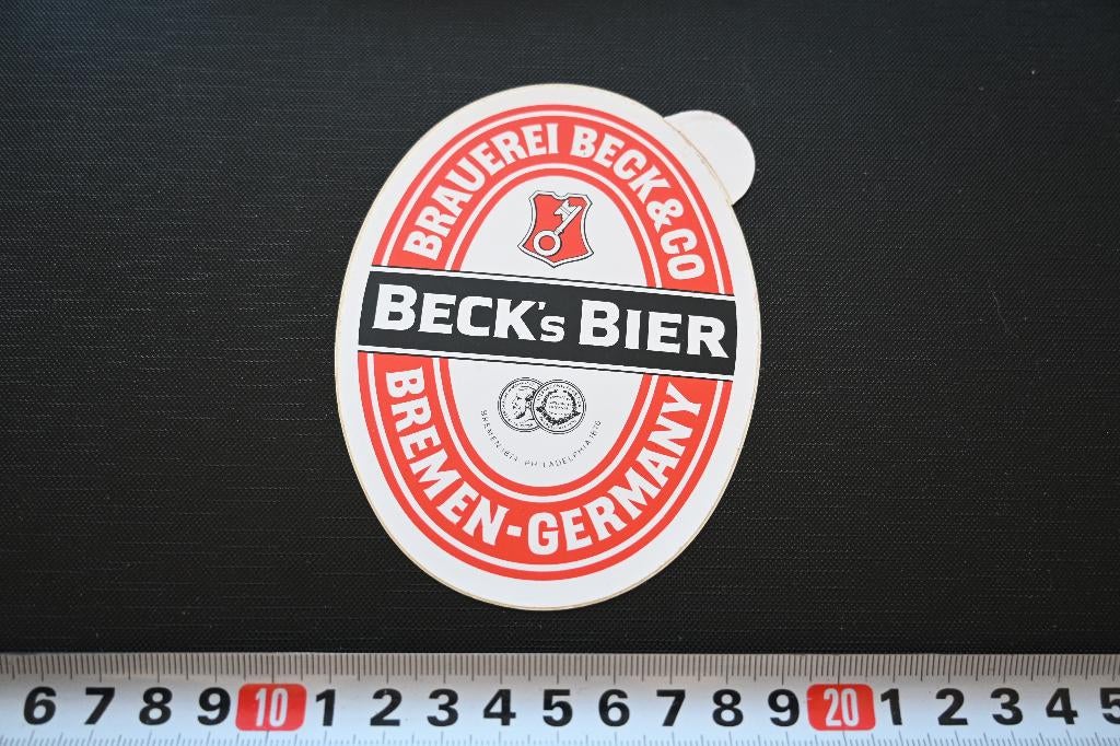 sticker etiket BECK'S BIER brauerei beck & co bremen, Ophalen, Zo goed als nieuw