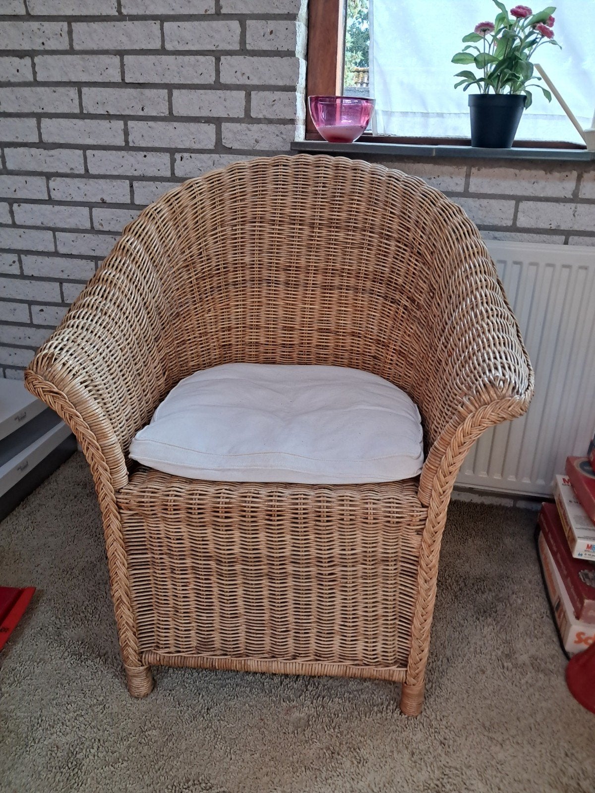 Ruime rieten comfortabele stoel inclusief kussen, Ophalen