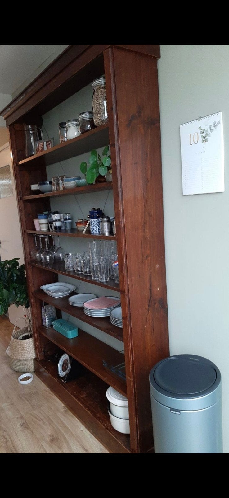 Grote houten boekenkast/stellingkast met planken, Ophalen, Met plank(en), Gebruikt, 100 tot 150 cm